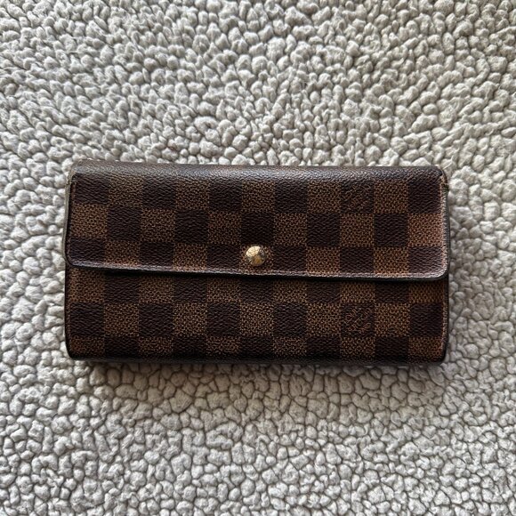AS-IS Louis Vuitton Wallet Damier Portefeuille Sarah Long Wallet Bag Authentic - Picture 4 of 11